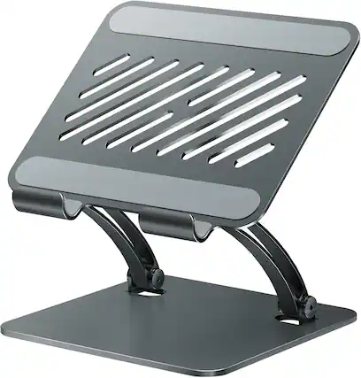 Front. FINEAK - Dual Rod Aluminum Tablet Stand, Adjustable 4.7-16.9" Holder for iPad, Surface & Portable Monitor - Gray - Gray.