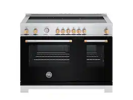 Bertazzoni - 48" Master Series Induction Range - Nero Matt/Gold - Black