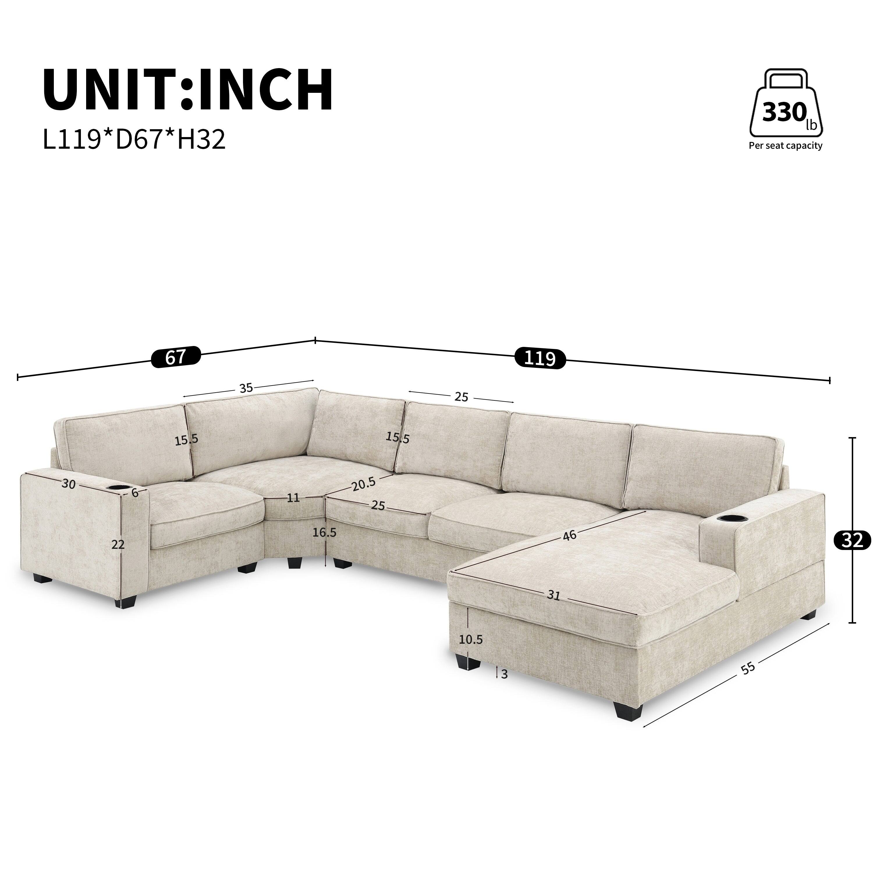 UNIT: INCH  
L119*D67*H32  

330 lb Per seat capacity  

67  
119  
35  
25  
15.5  
15.5  
30  
6  
11  
20.5  
25  
22  
16.5  
46  
32  
31  
10.5  
13  
55
