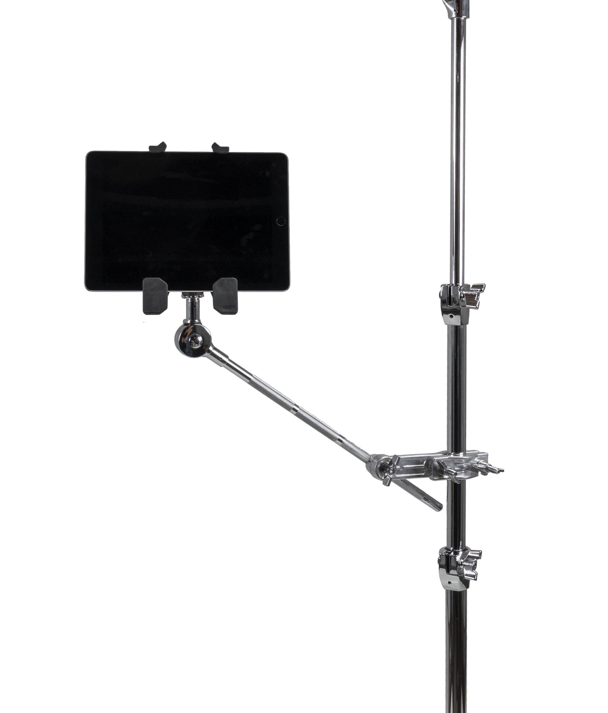 Back. Gibraltar Hardware - Tablet Holder with Boom Arm and Clamp, Drum Kit Accessory, Secure Tablet Mount with Multi-Angle Positioning - Black.