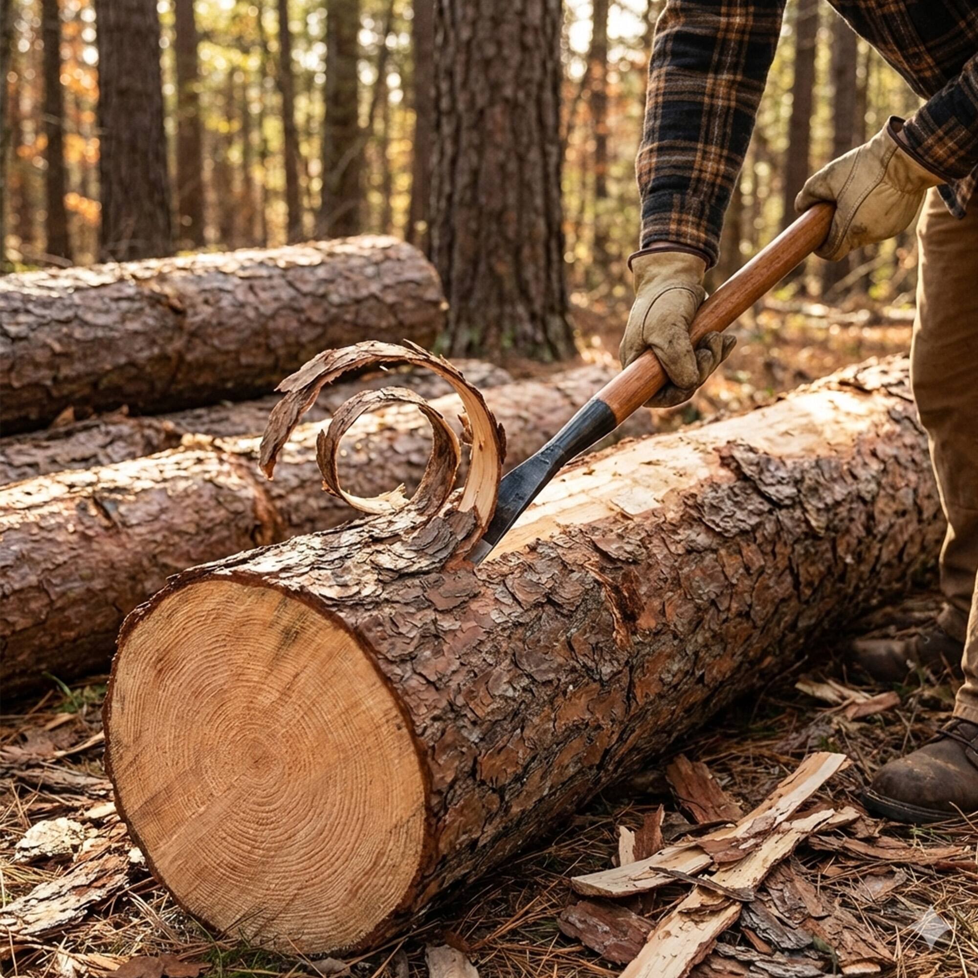 Alt View 3. Timber Tuff - Timber Tuff TMW-08 24 Inch Steel Bark Spud with Wooden Handle for Debarking Logs - Natural.