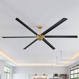 Parrot Uncle - 96" Industrial 6 Aluminum Blades HVLS Ceiling Fan with Remote, No Light for Wareshop - Black