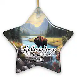 OrnamentallyYou - Artistic Yellowstone National Park Christmas Ornament Gift for Nature Lovers Star Version - Multi-colored