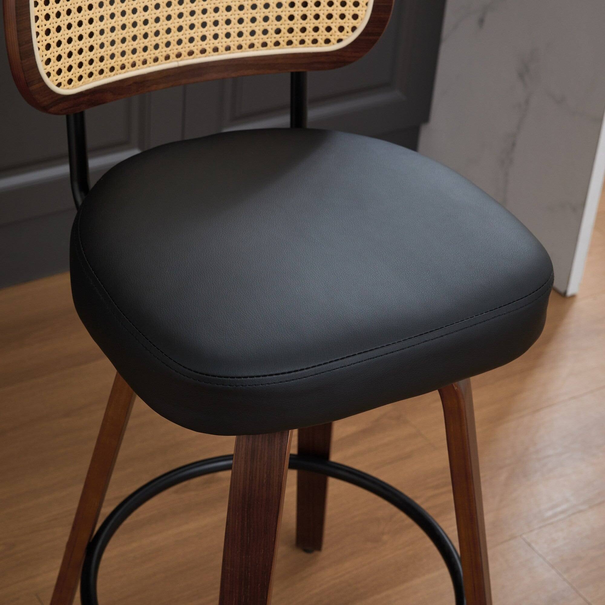 Alt View 4. Boyel Living - 26 Inch Swivel Counter Height Bar Stools Set of 2 with Walnut Bentwood Legs - Black.