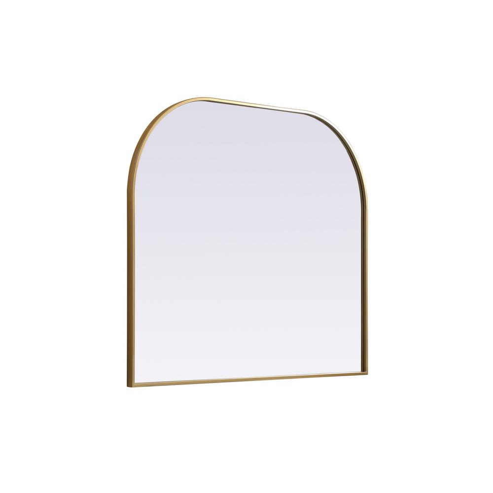 Left. Elegant Decor - Metal Frame Arch Mirror 40x34 Inch in Brass - Brass.