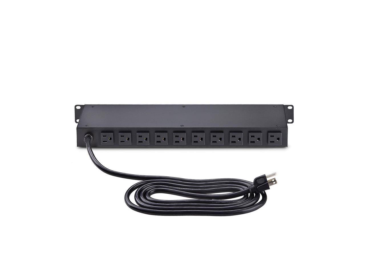 Alt View 3. StarTech.com - StarTech 12NM8-RACK-MOUNT-PDU 12-Outlet 1U Metered PDU w/Surge, 125V/15A, 8ft Cable - Black.