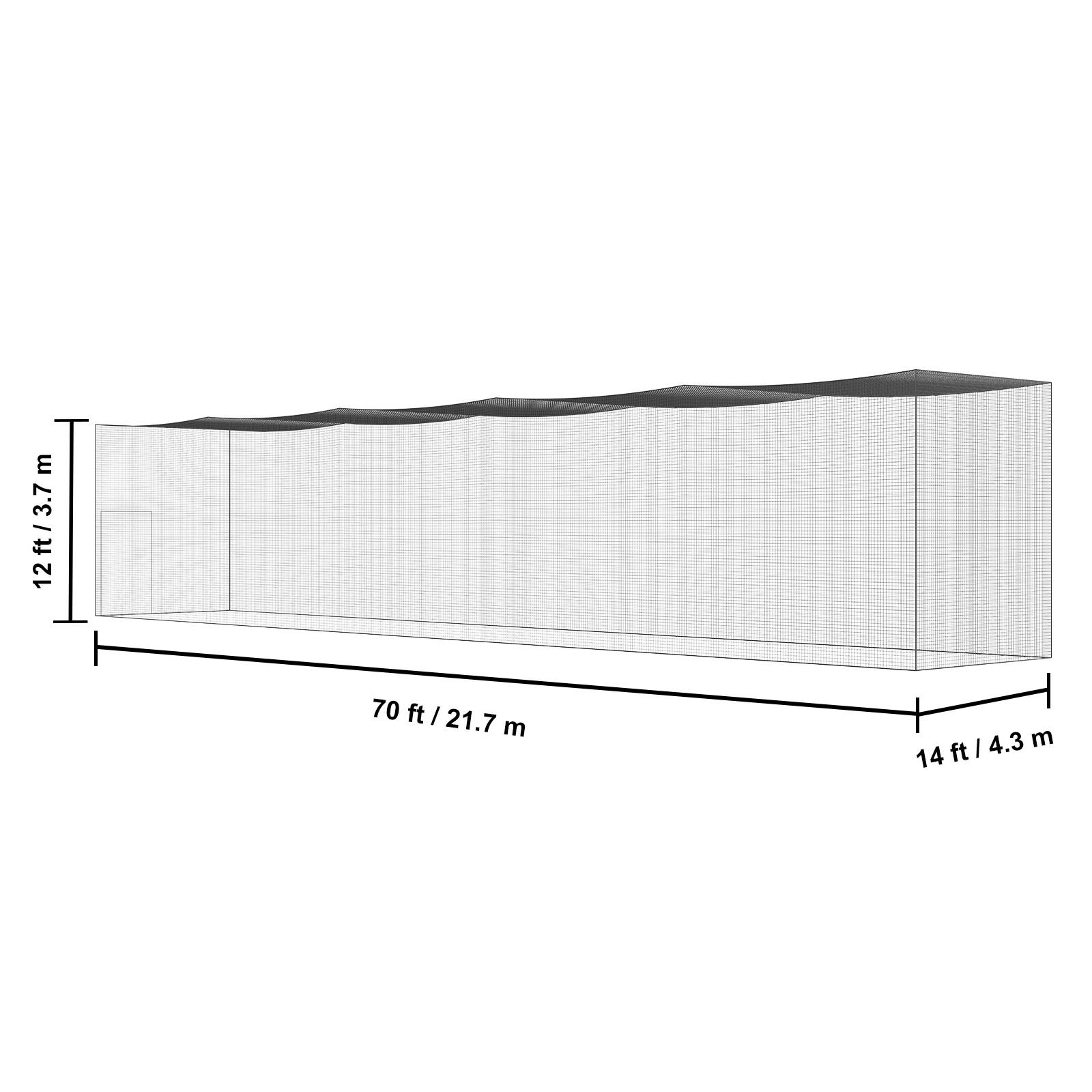 12ft / 3.7m, 70 ft / 21.7 m, 14 ft / 4.3 m