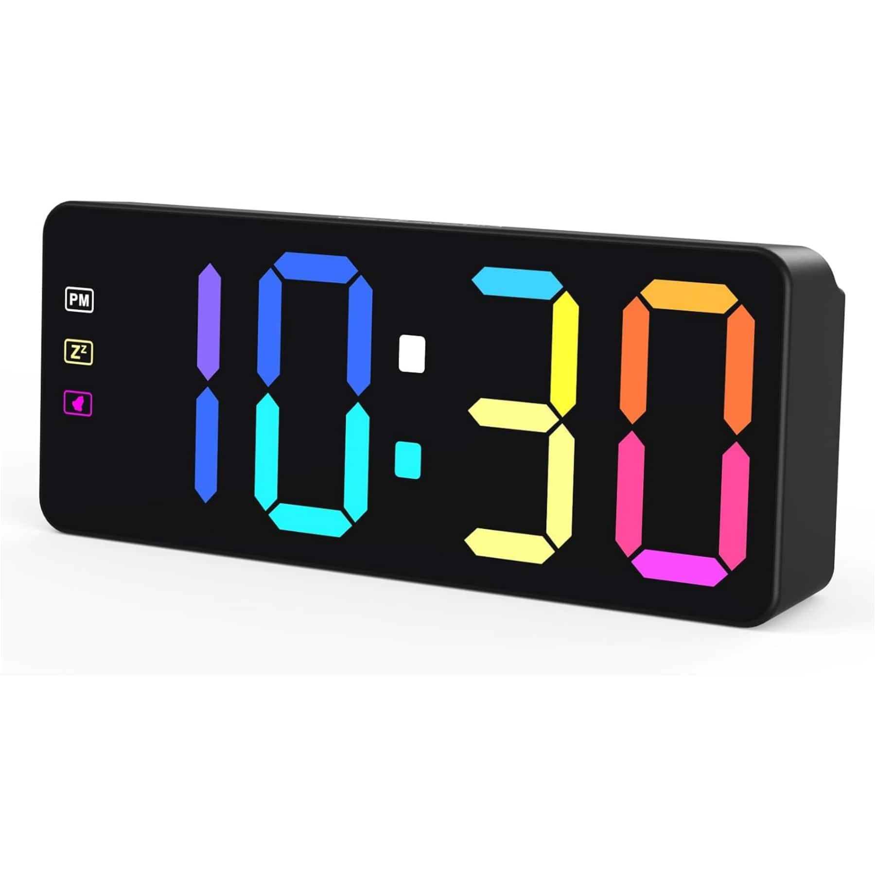 Dazzed Corner - Alarm Clock with Battery Backup, 8 RGB Colors, Snooze - Black