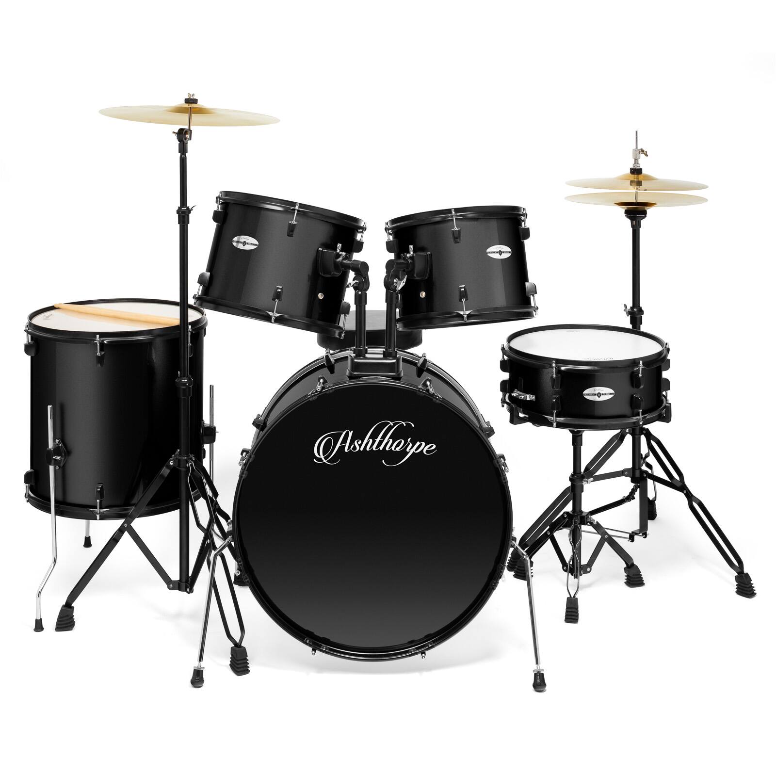Alt View 1. Ashthorpe - Adult Drum Set with Remo Heads (Set of 5) - Black.