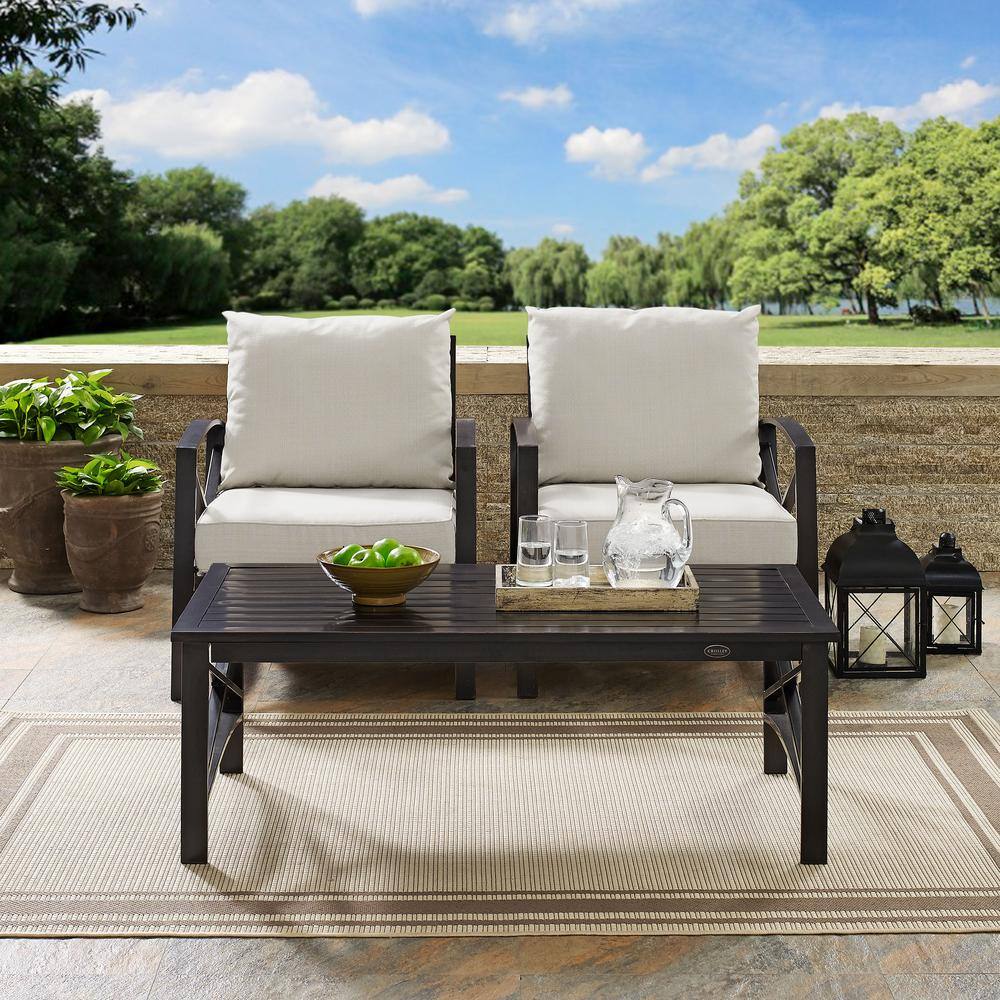 Alt View 3. Crosley Furniture - Kaplan 3Pc Outdoor Chair Set - Coffee Table & 2 Chairs - Oatmeal.