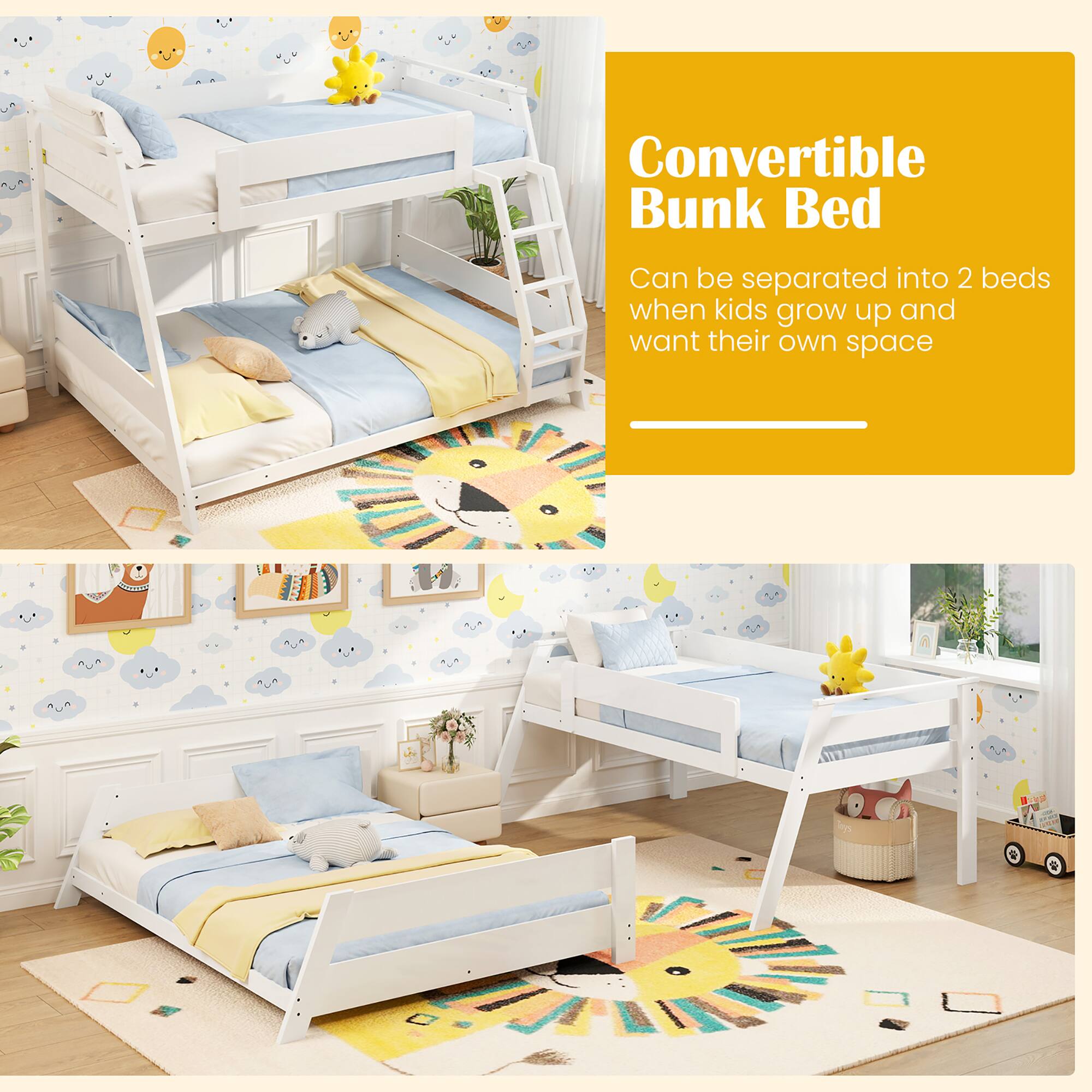 Convertible Bunk Bed

Can be separated into 2 beds when kids grow up and want their own space