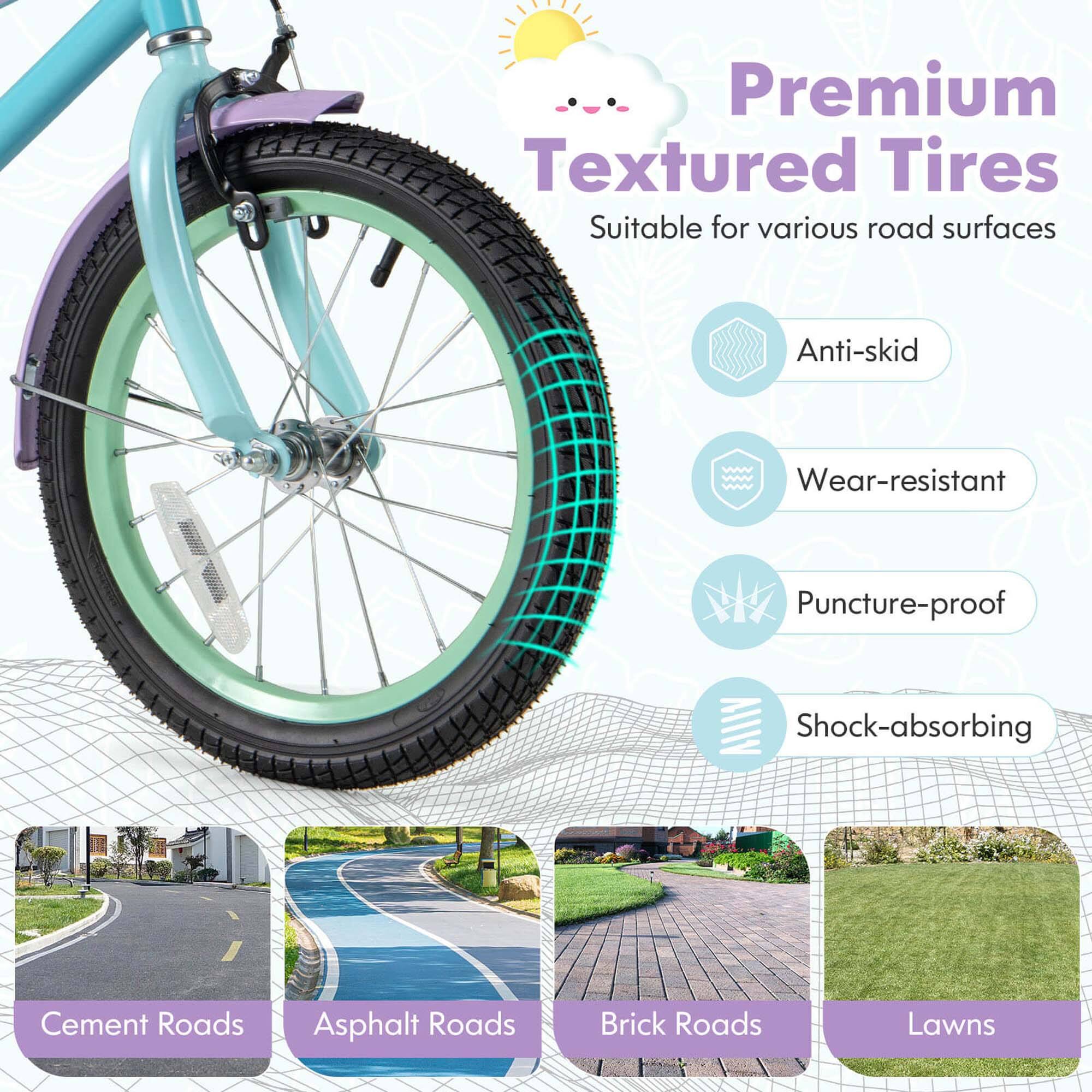 Premium Textured Tires  
Suitable for various road surfaces  

- Anti-skid  
- Wear-resistant  
- Puncture-proof  
- Shock-absorbing  

Cement Roads  
Asphalt Roads  
Brick Roads  
Lawns