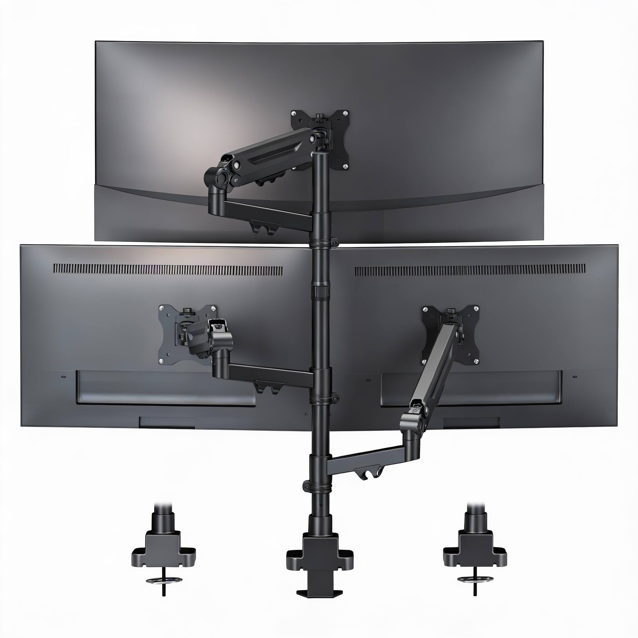 Front. Frangdom - Triple 35" Monitor Mount 12kg Gas Spring VESA 75/100 Black - BLACK.