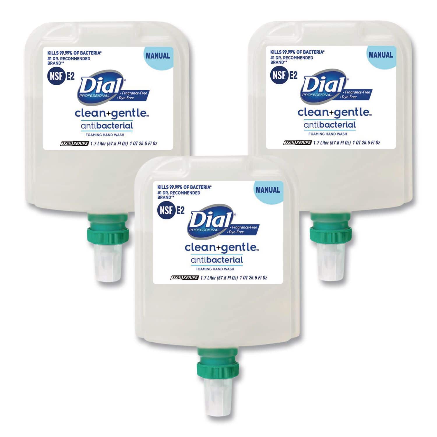 Henkel - Clean+Gentle Antibacterial Foaming Hand Wash Refill for 1700 Dispenser, Fragrance-Free, 1.7 L, 3per Carton