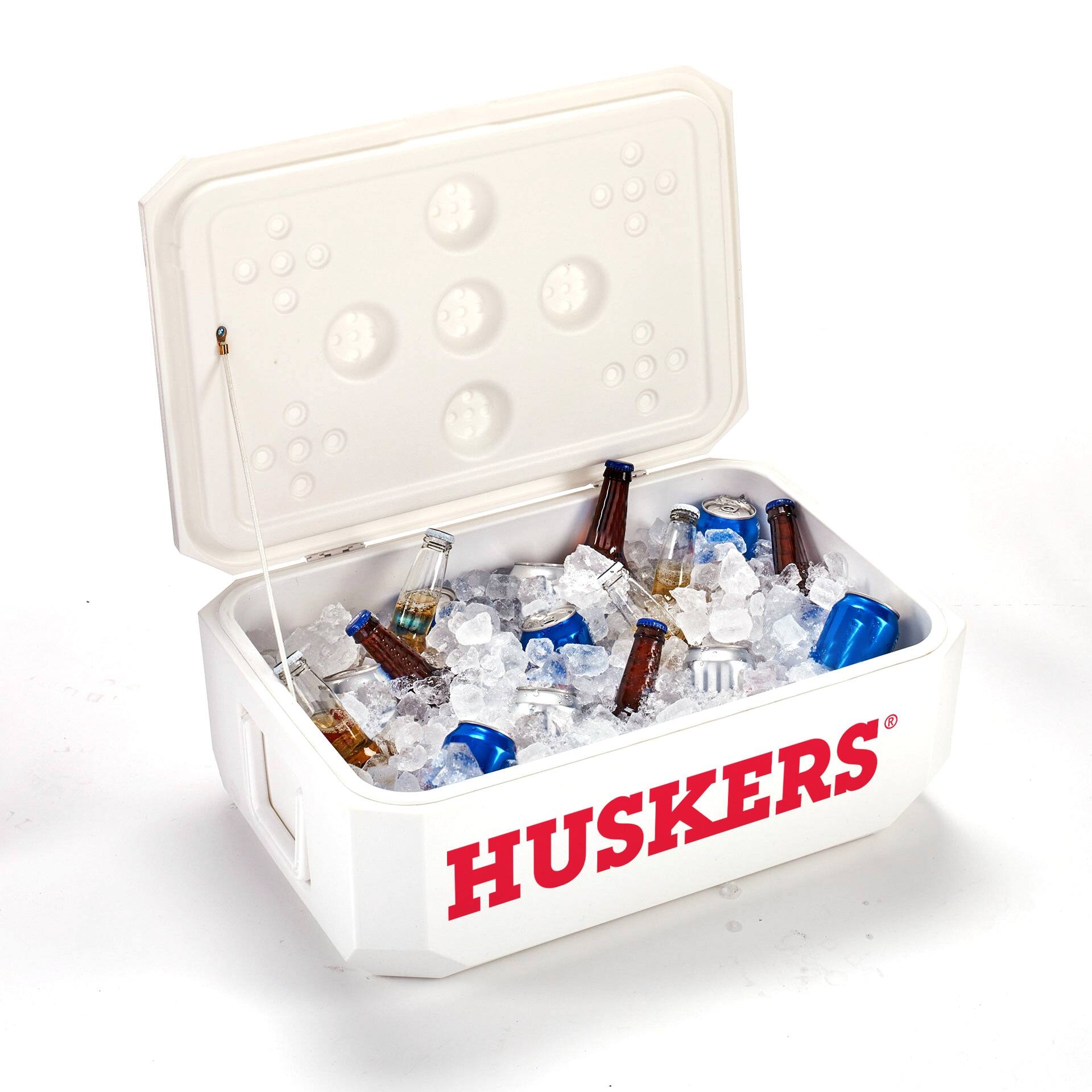 Alt View 1. Indigo Falls - White Nebraska Huskers 40-Can Cornhole Cooler - White.