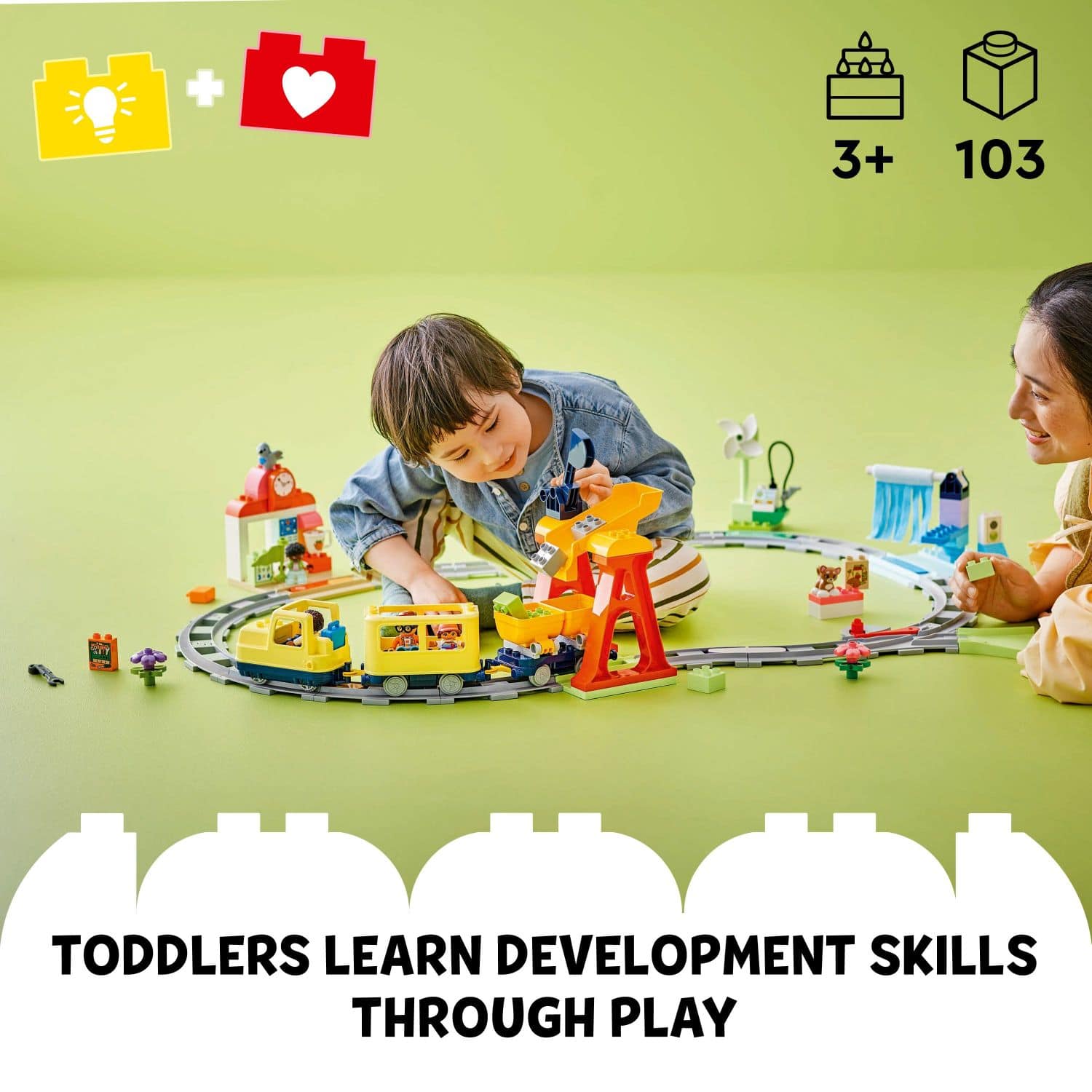 Toddlers learn development skills through play.