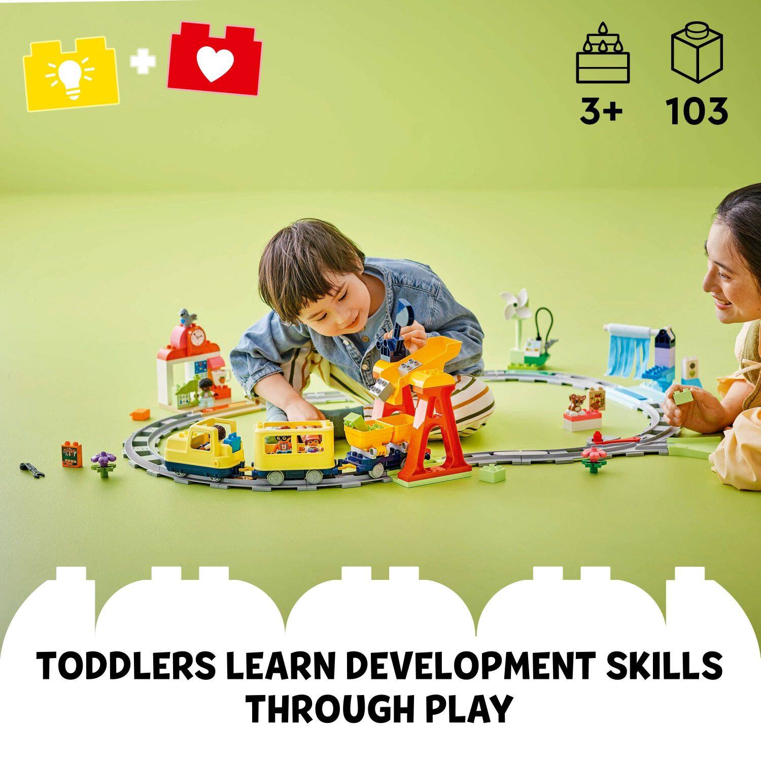 Toddlers learn development skills through play.