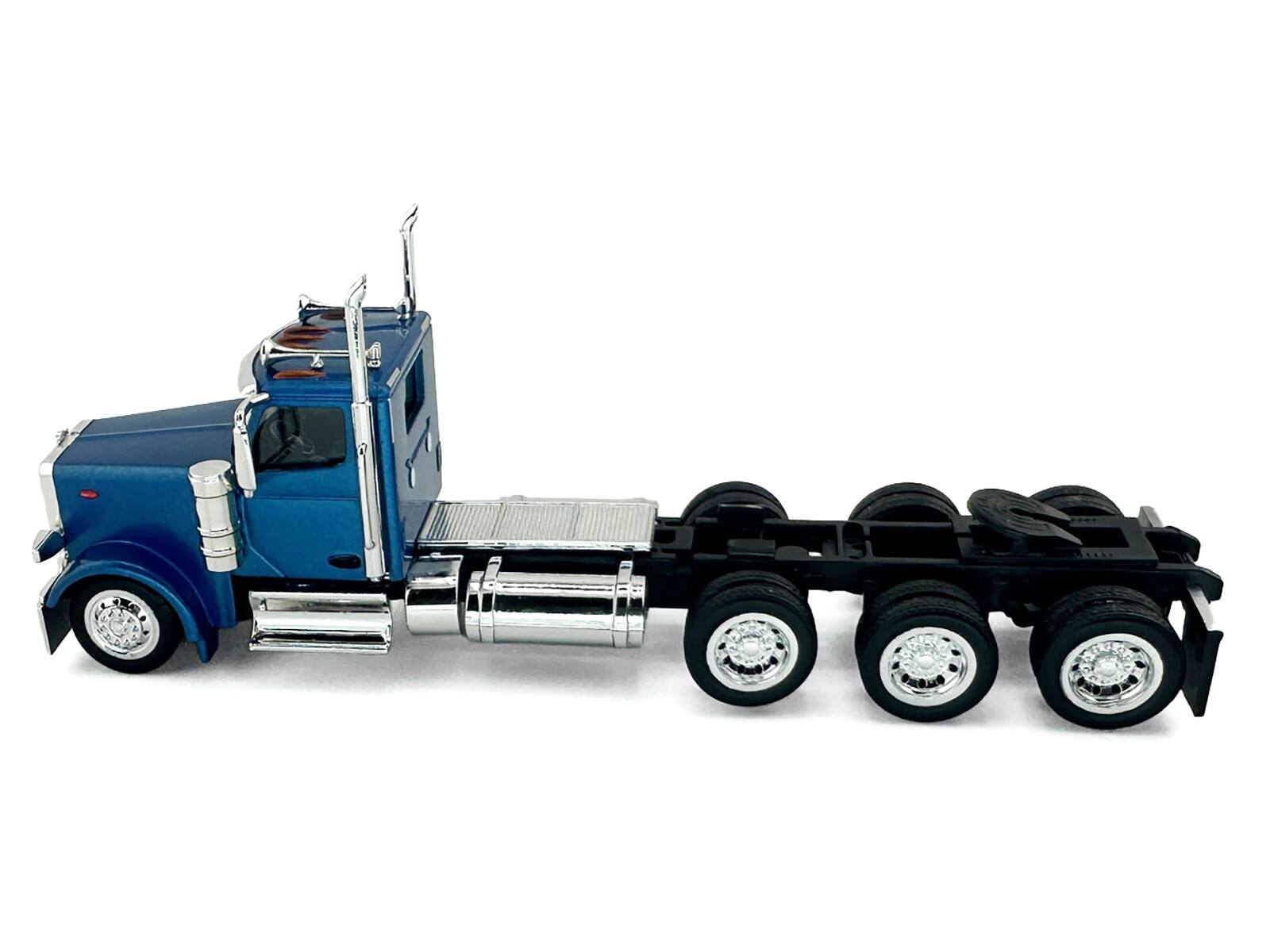 Alt View 3. HO Logistics Replicas - Peterbilt 589 3-Axel Day Cab Blue Metallic 1/87 (HO) Scale Plastic Model Car by HO Logistics.
