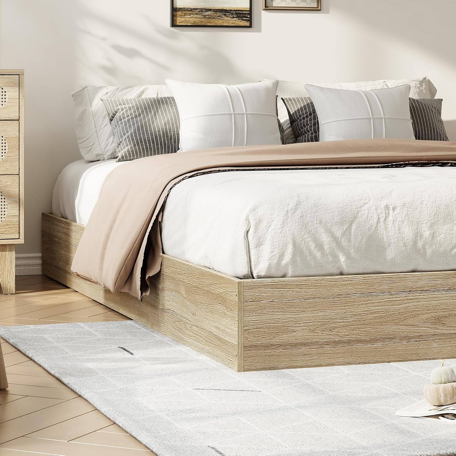 Alt View 2. GARVEE - Twin-XL Solid Wood Bed Frame, Modern Design, No Box Spring, Easy Assembly - Natural - Wood Color Twin-XL.