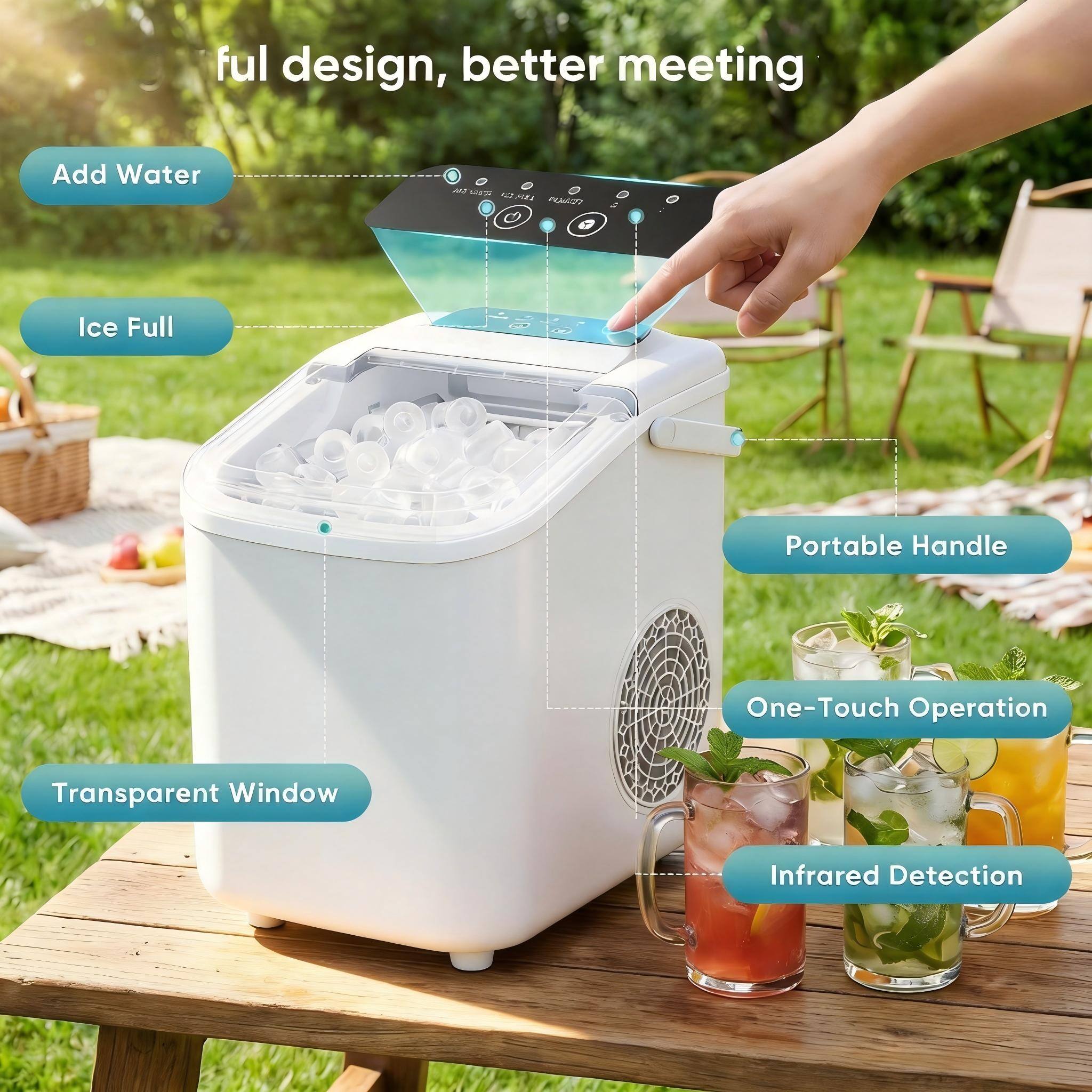 Full design, better meeting

- Add Water
- Ice Full
- Portable Handle
- One-Touch Operation
- Transparent Window
- Infrared Detection