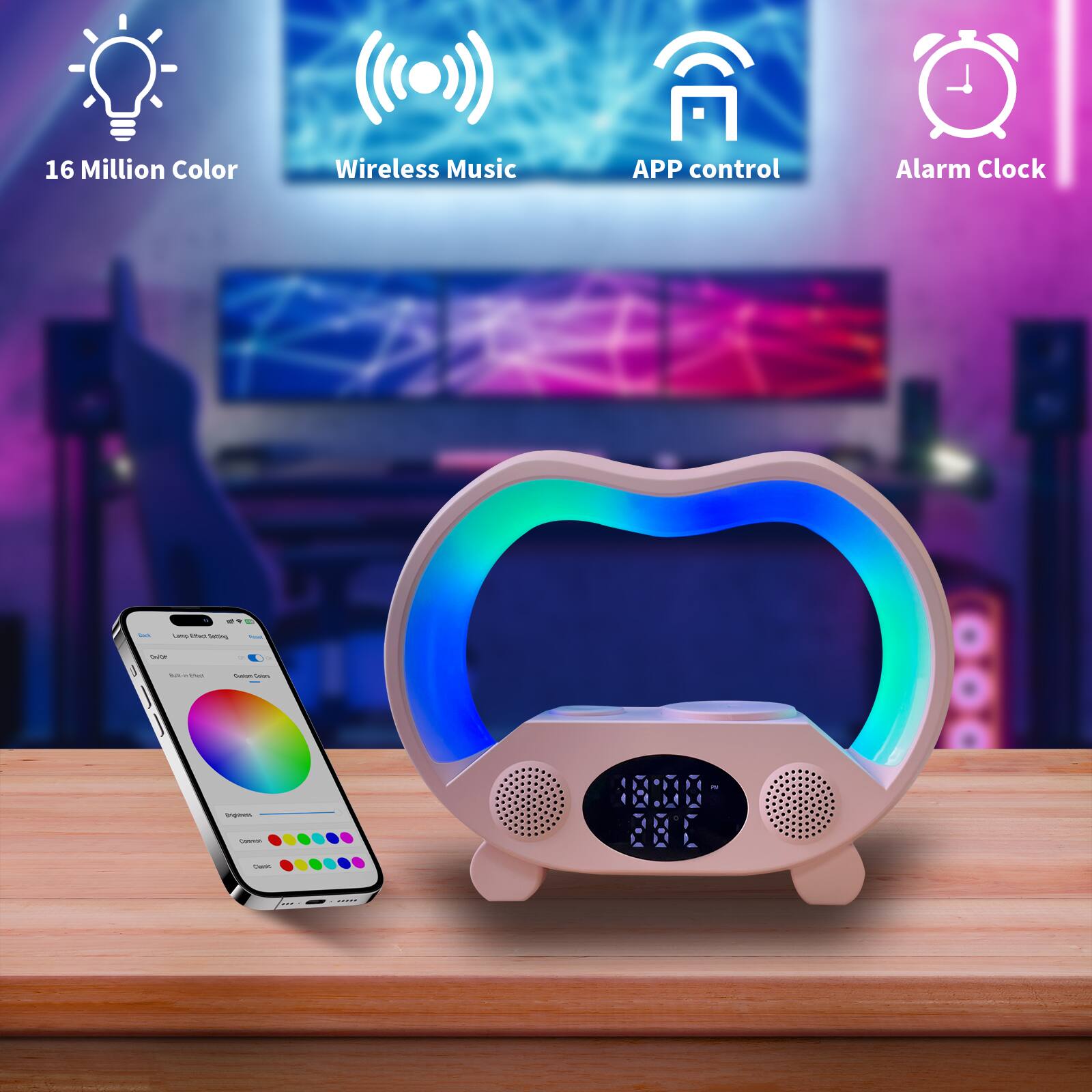 16 Million Color Wireless Music APP control Alarm Clock