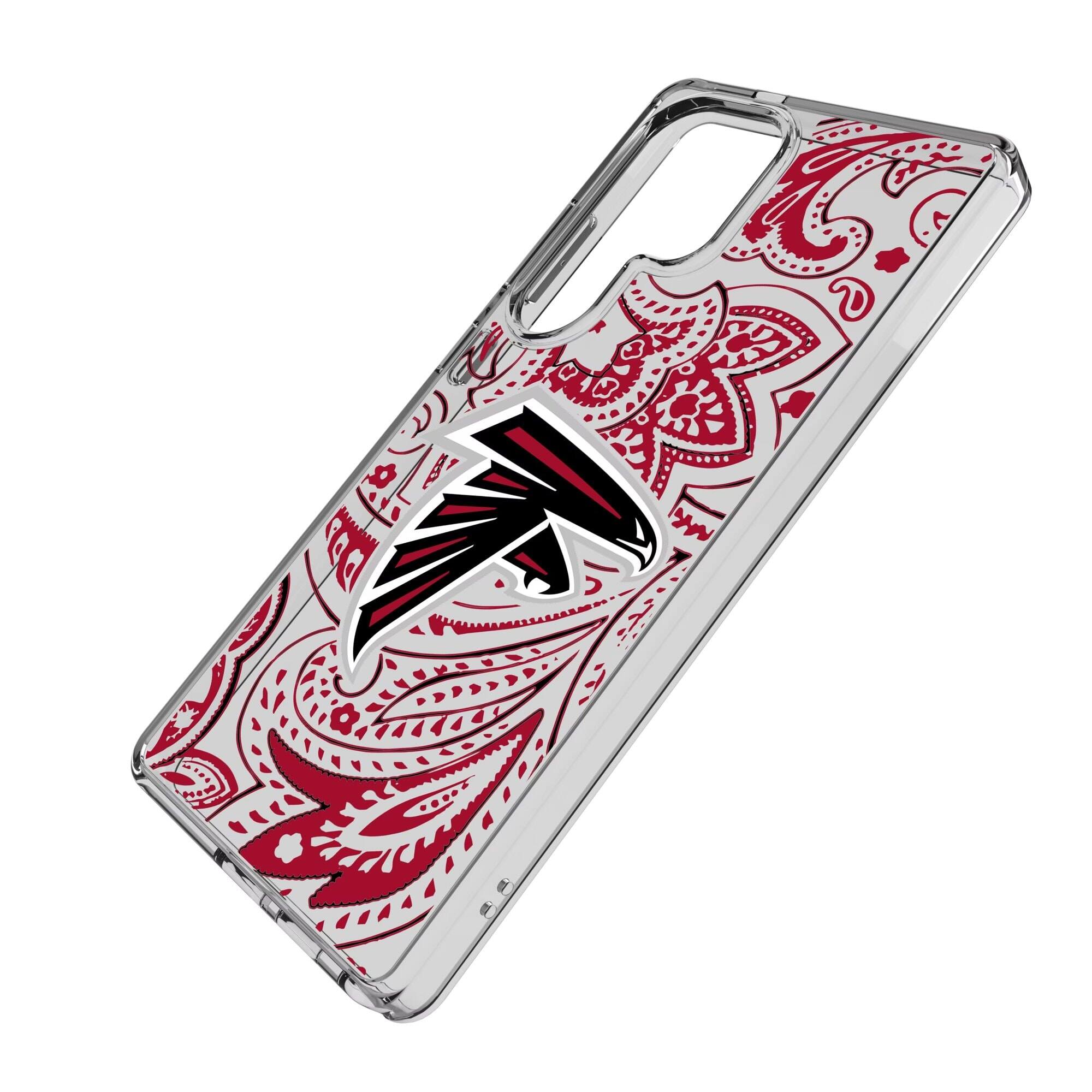Alt View 1. Keyscaper - Atlanta Falcons Galaxy Clear Paisley Design Case - S22 - Multicolor.