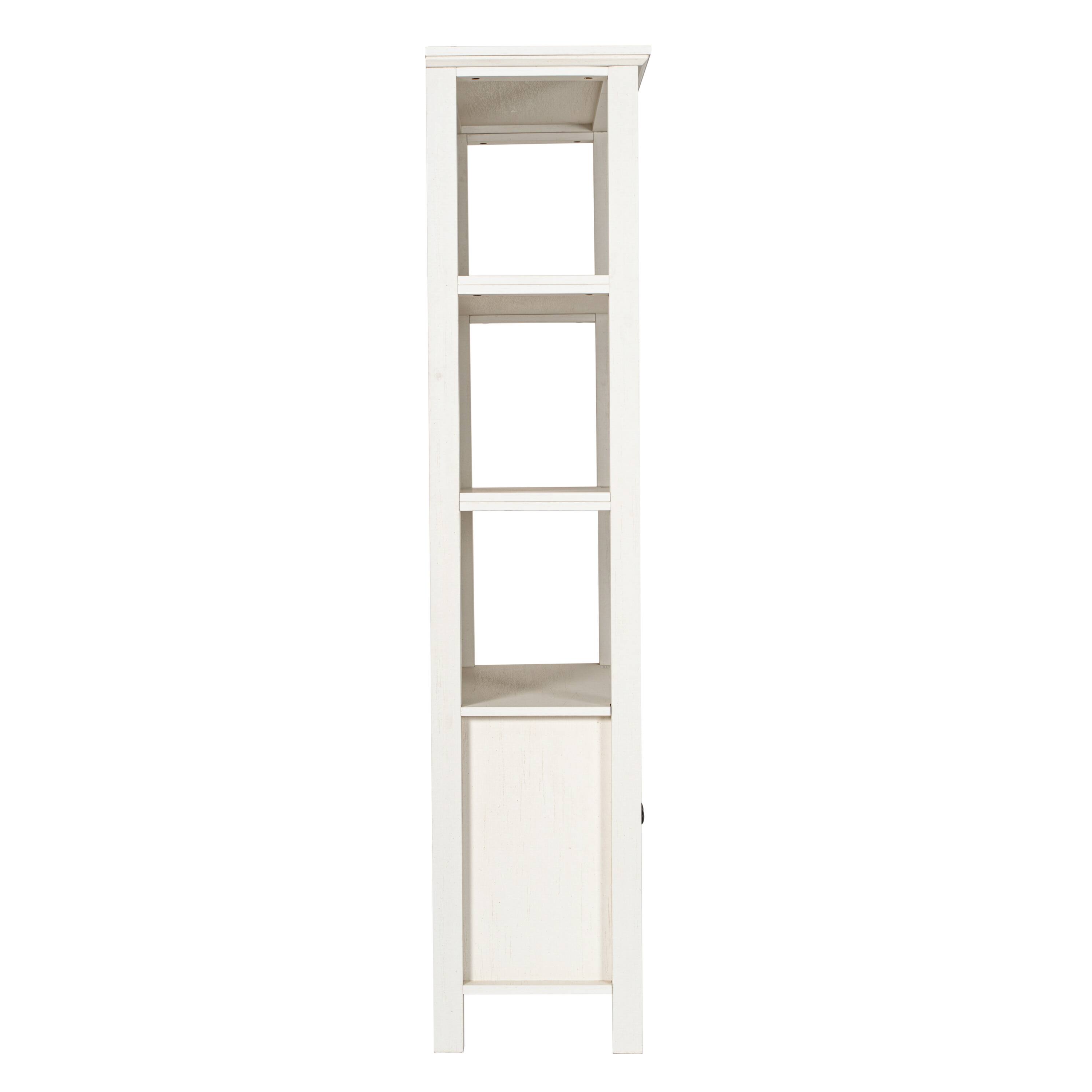 Left. Flash Furniture - Stella Modern Farmhouse Wooden Bookcase and Storage Cabinet with Tempered Glass Doors and 3 Upper Shelves in White - White.
