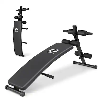 Front. Costway - Adjustable Decline Sit Up Bench for Exercise with High Density Foam Cushioned Seat - Black.