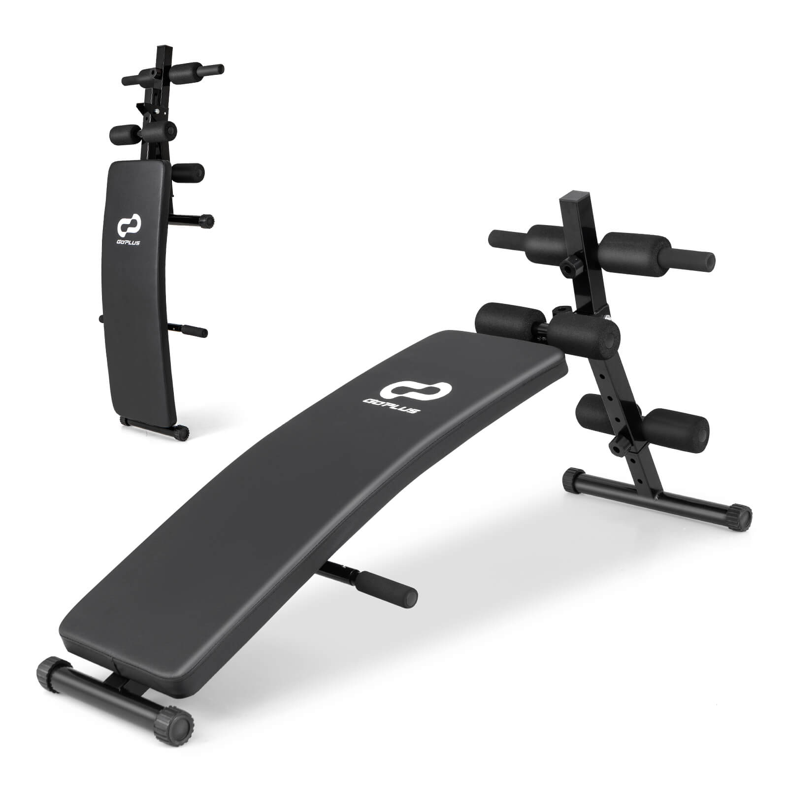 Costway - Adjustable Decline Sit Up Bench for Exercise with High Density Foam Cushioned Seat - Black