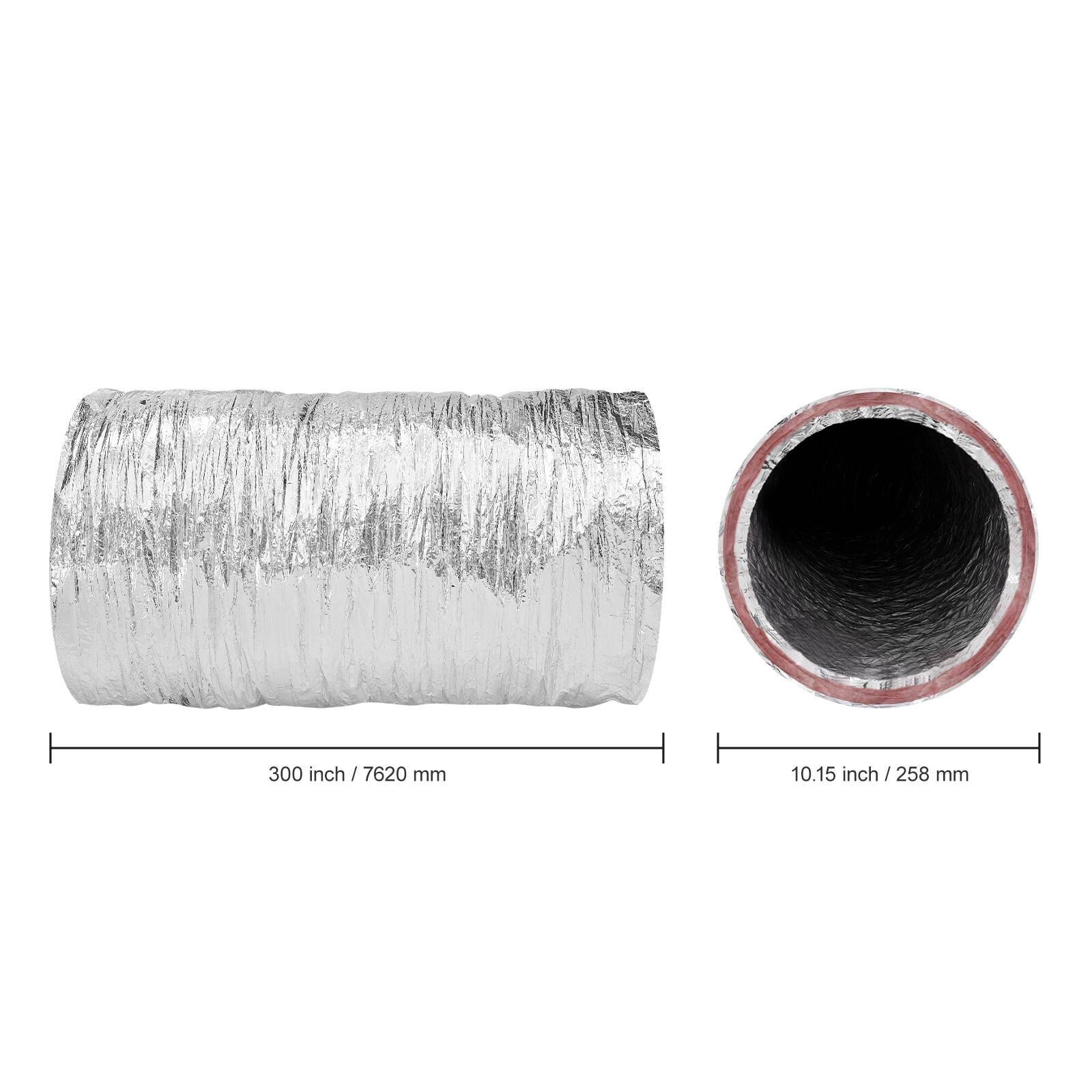 300 inch / 7620 mm  
10.15 inch / 258 mm