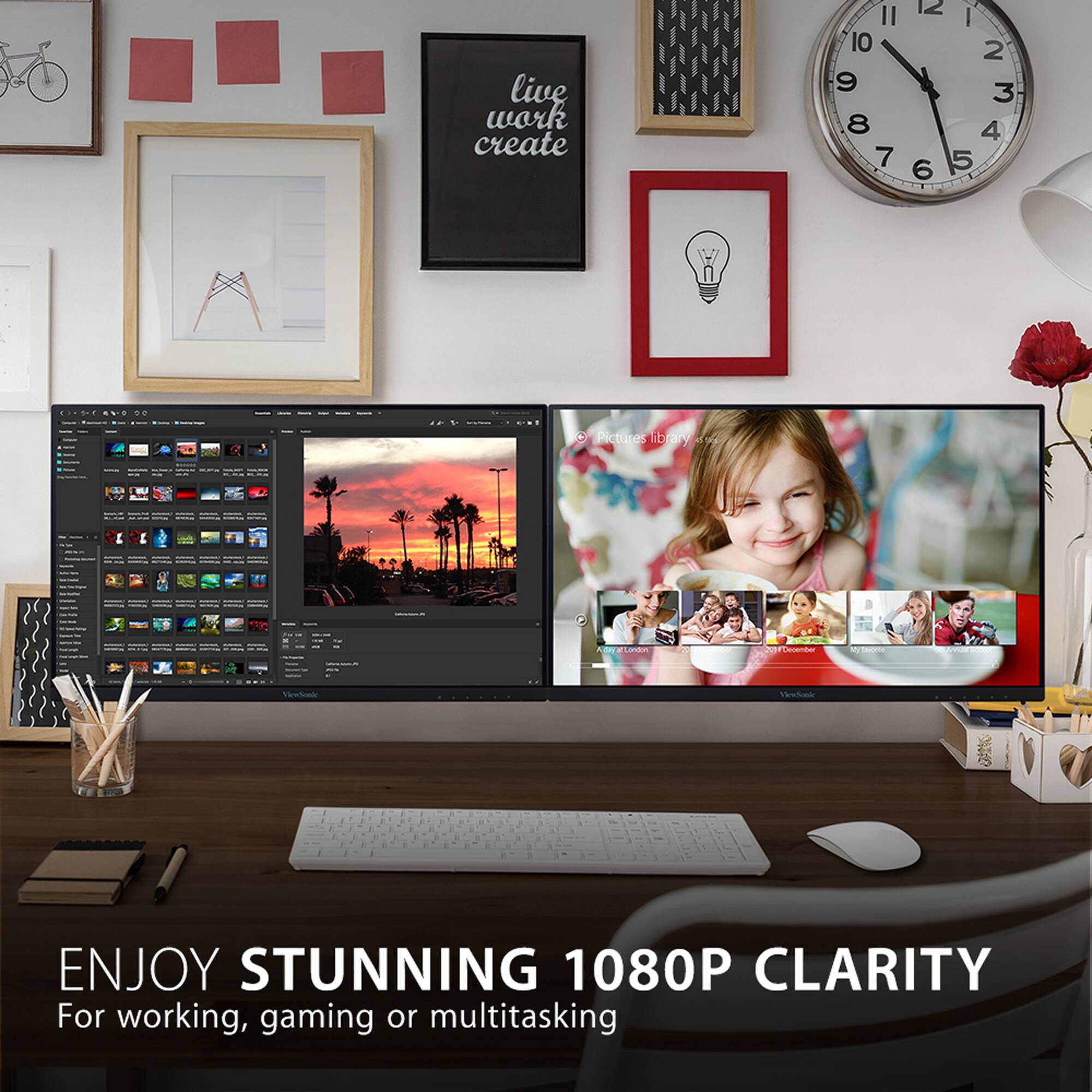 Enjoy Stunning 1080p Clarity for working, gaming or multitasking.