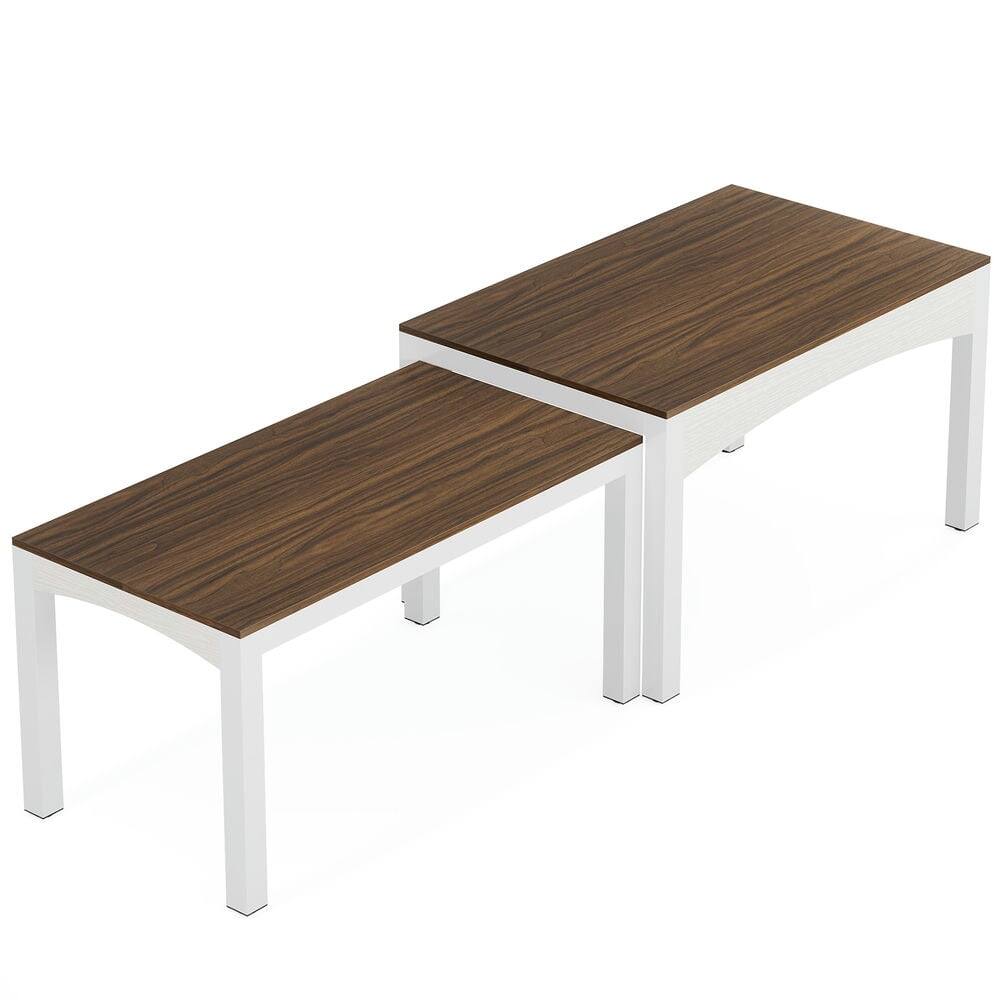 Alt View 3. Kadyn - Kadyn Dining Table, Living Room Table Extendable, Farmhouse Kitchen Table for 6-10 people,Brown & White - Brown.