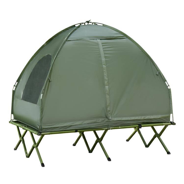 Alt View 9. PULUZ - 2-Person Tent Cot, 4-in-1 Elevated Camping Bed Combo with Air Mattress, Bed Cover, Foot Pump - Green.