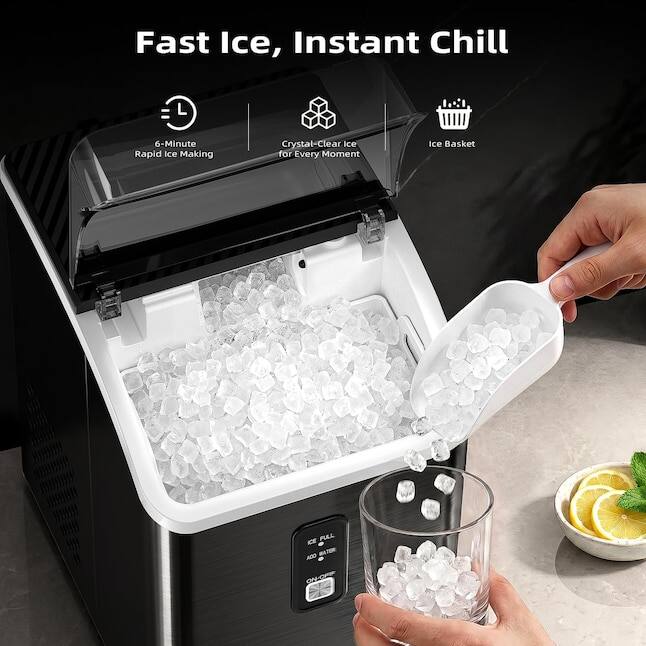 Fast Ice, Instant Chill

6-Minute Rapid Ice Making

Crystal-Clear Ice for Every Moment

Ice Basket

ICE FULL ACO WATER ON-OFF