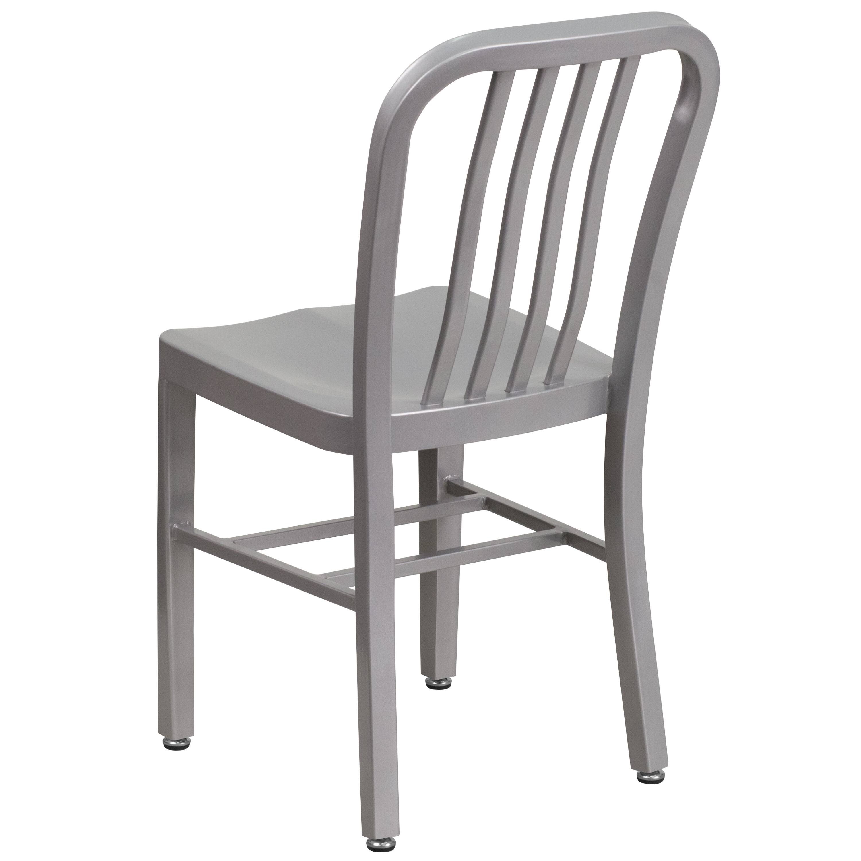Alt View 5. Emma + Oliver - Commercial Grade Colorful Metal Indoor-Outdoor Chair - Silver.