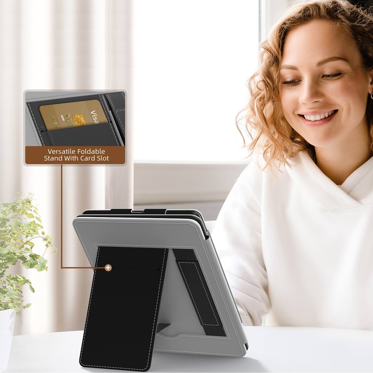 Alt View 14. SaharaCase - Indy Series Hand Strap Case for Amazon Kindle Paperwhite (11th Gen, 2021-2022) - Black.