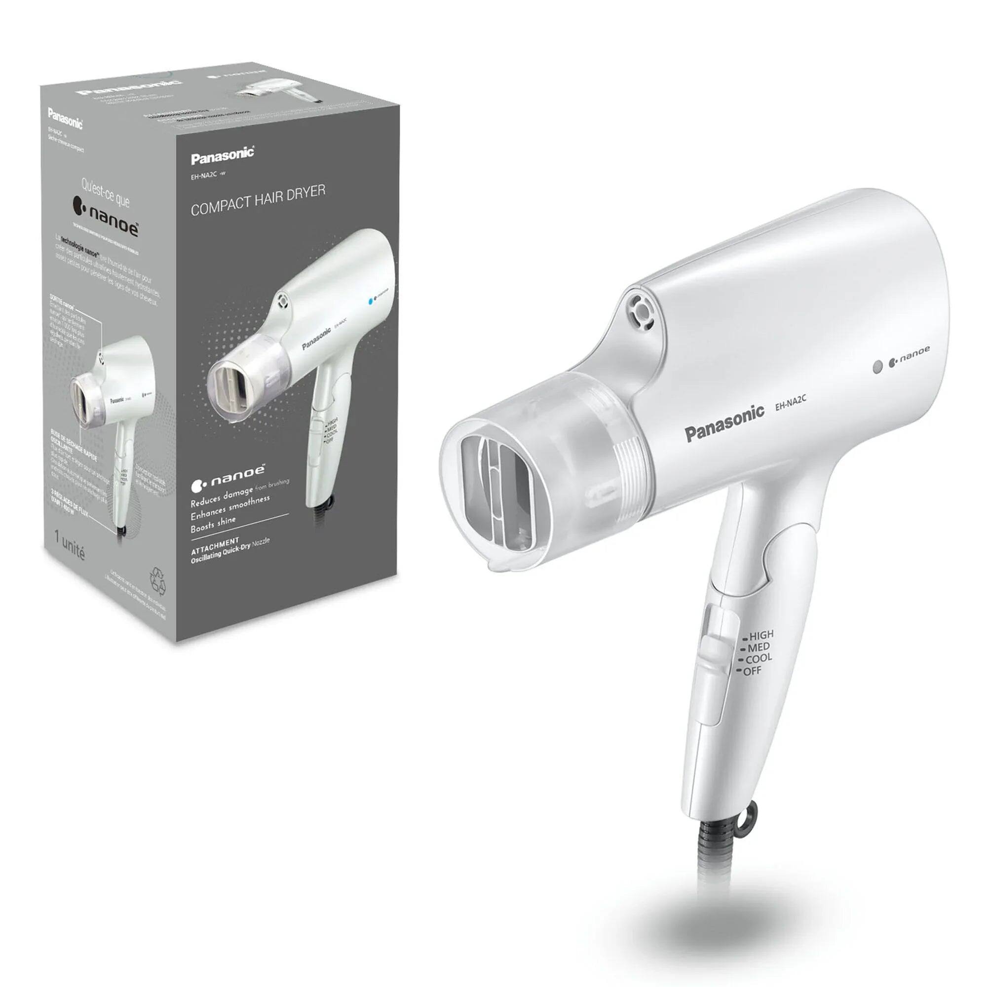 Panasonic EH-NAZC  
COMPACT HAIR DRYER  
nanoe  
Reduces damage  
Smoothness  
Enhances shine  
Boosts ATTACHMENT  
Quick-Dry  
Oscillating  
HIGH MED COOL OFF