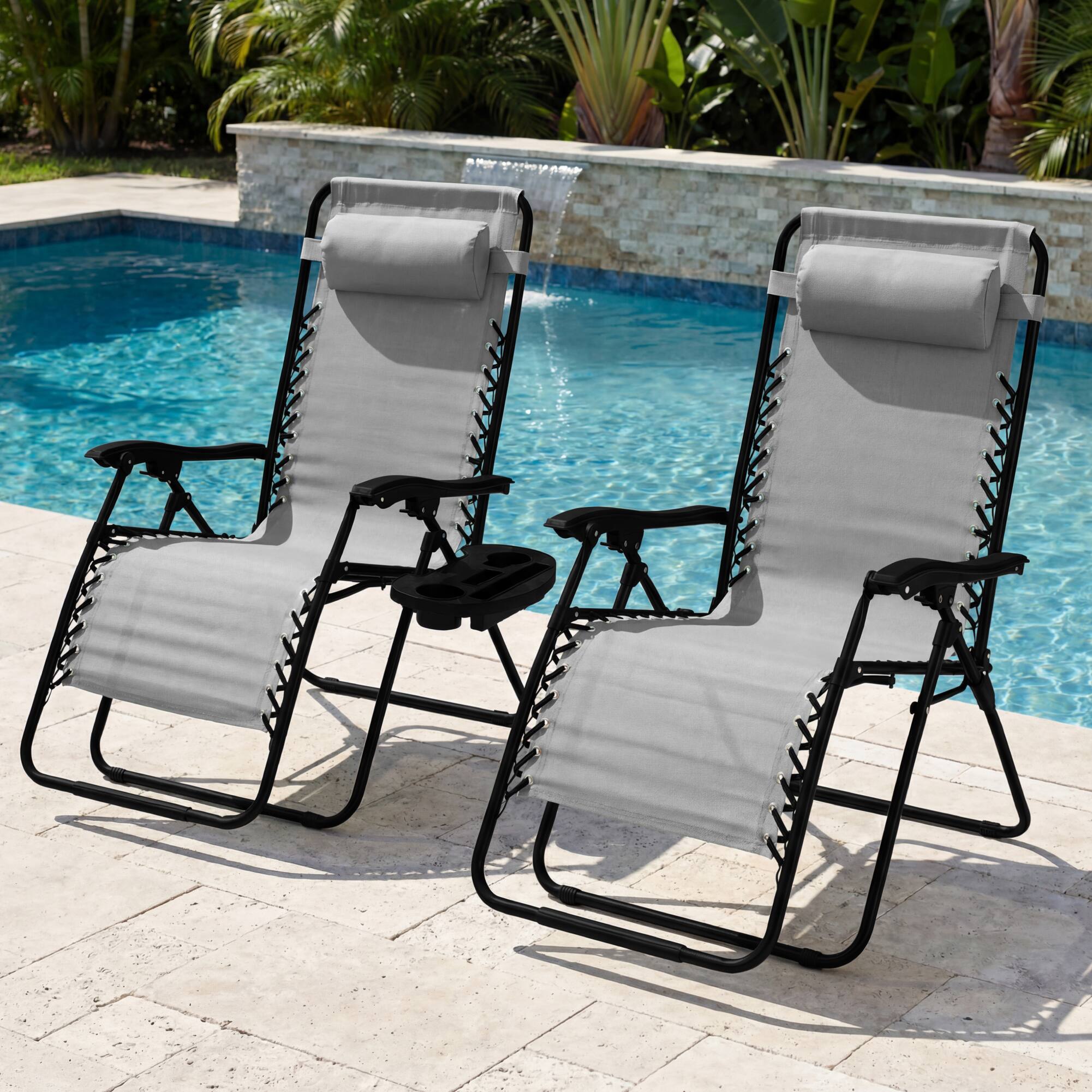 Alt View 3. Best Choice Products - Best Choice Products Set of 2 Extra Wide Zero Gravity Lounge Chair Recliners w/ Cup Holder - Ice Gray - Ice Gray.