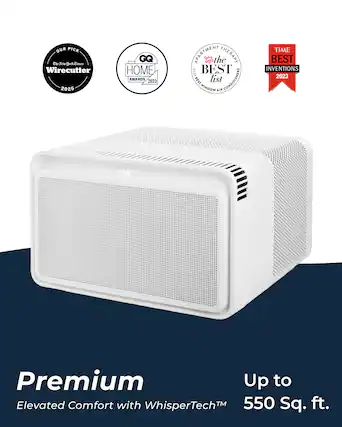 OUR PICK Ebc New York Times Wirecutter 2025 GQ HOME AWARDS 2023 APARTMENT the THERAPY 2024 BEST list CONDITIONERS WINDOW AIR TIME BEST INVENTIONS 2023 68 Premium Up to Elevated Comfort with WhisperTech™ 550 Sq. ft.