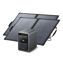 Anker - SOLIX S2000 Portable Power Station w/ 2*100W Bifacial Solar Panel,Peak 3000W Solar Generator for Emrgency&Home Backup (2010 Wh Capacity)
