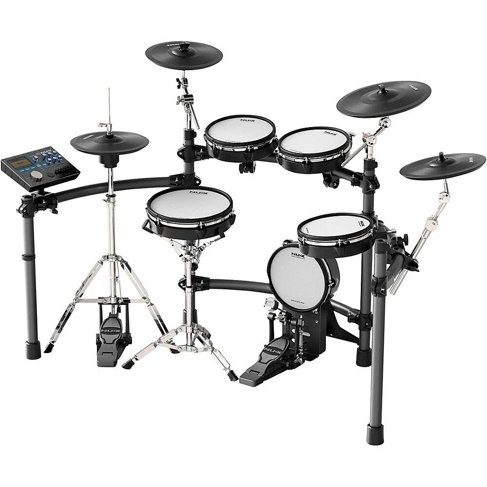 Angle. NUX - NUX DM-8 Digital Drum Kit | Delivers Unrivaled Acoustic-Like Feel and Realistic Expressive Playing | Robust Rack System - Black.