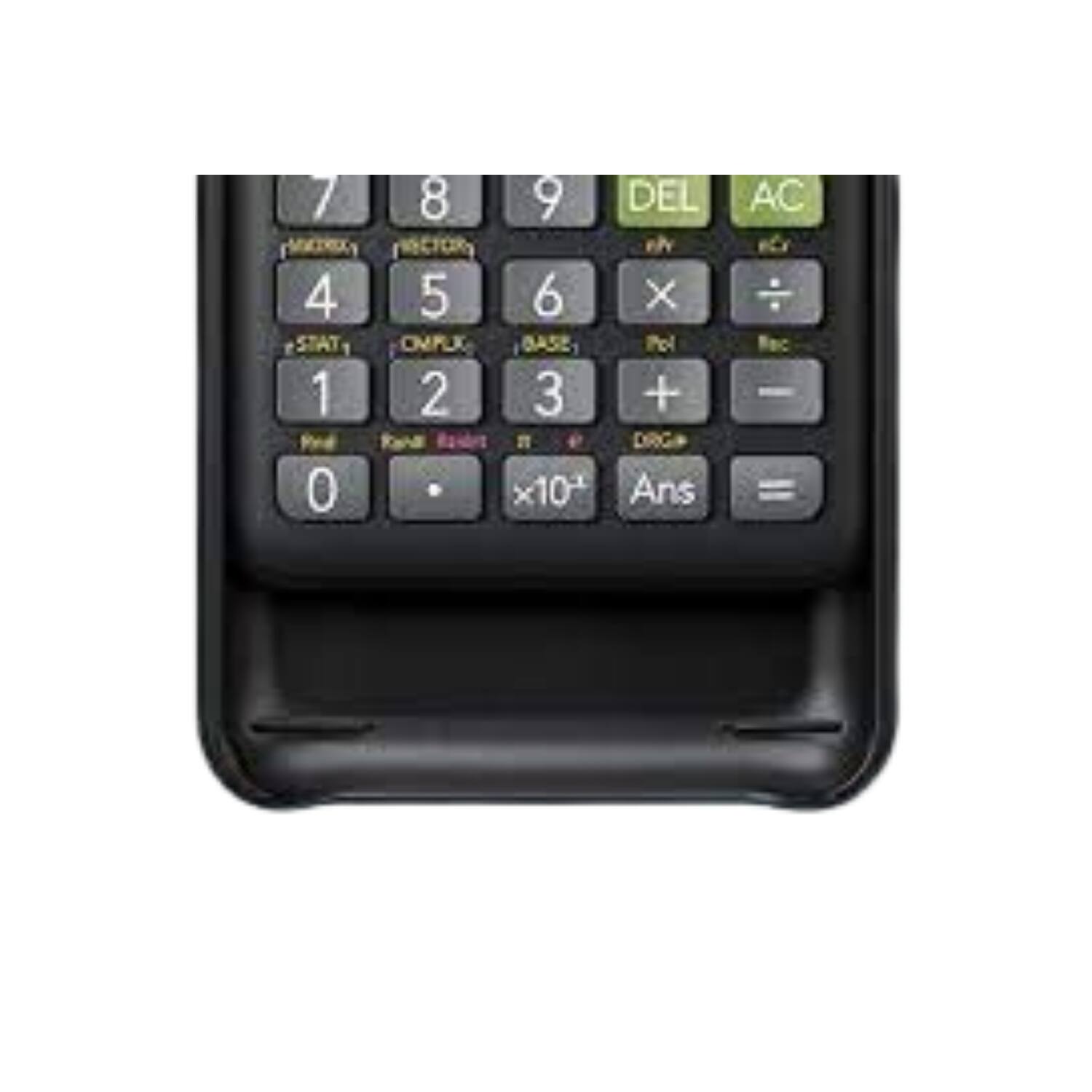 7 8 9 DEL AC  
4 5 6 x ÷  
1 2 3 + -  
0 . x10^ Ans =  
STAT CMPLX BASE Pol DRG