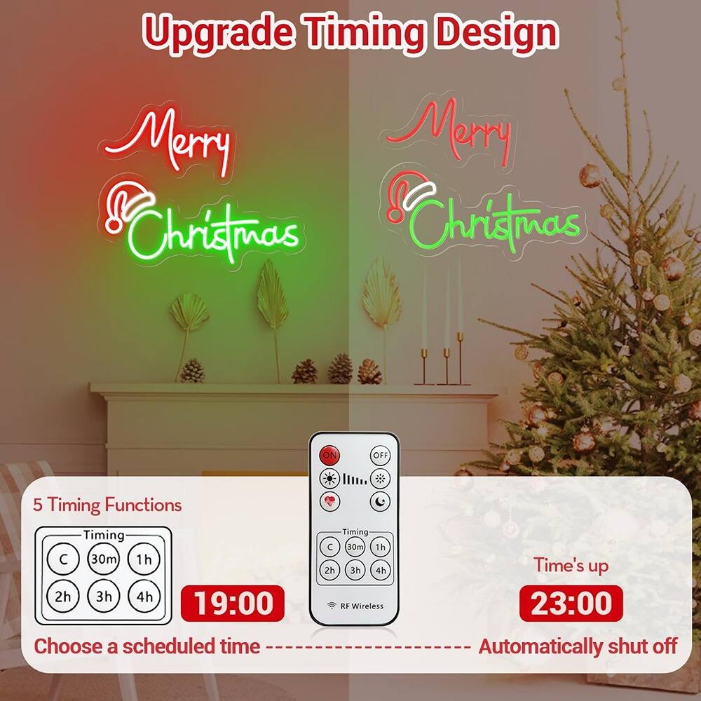 Upgrade Timing Design

Merry Christmas

5 Timing Functions

Timing
C 30m 1h 2h 3h 4h

Choose a scheduled time
19:00

Time's up
23:00

Automatically shut off

RF Wireless