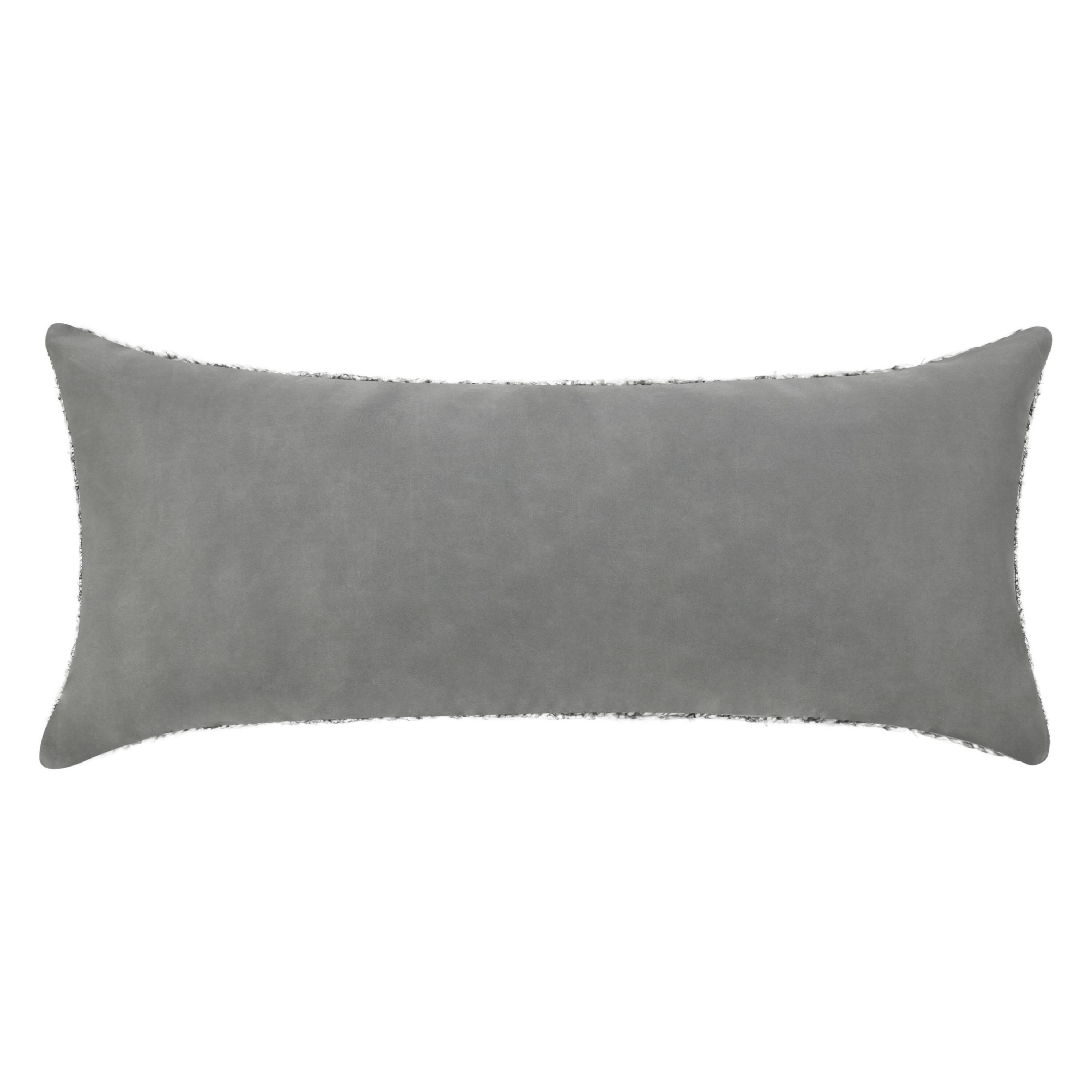Angle. Manhattan Lane - Ruff Lumbar Accent Throw Pillow, 16x36, Textu  Recycled Fabric - Gray.