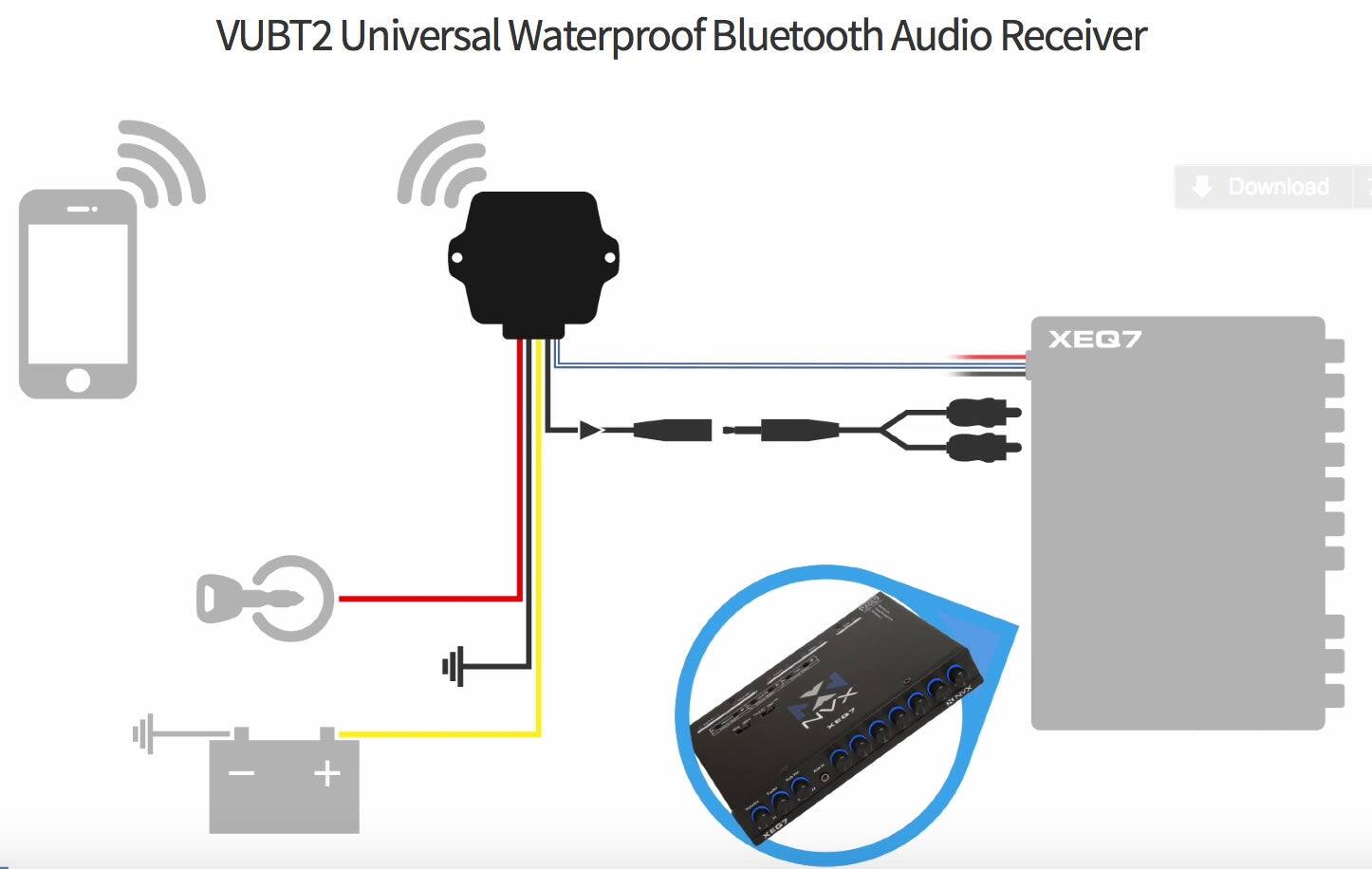 VUBT2 Universal Waterproof Bluetooth Audio Receiver Download | XEQ7 - NVX KEGT - O KENVN KEDZ -
