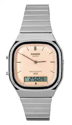 Casio - Vintage Analog Digital Dial Stainless Steel Quartz AQ-240E-4A Unisex Watch - Orange