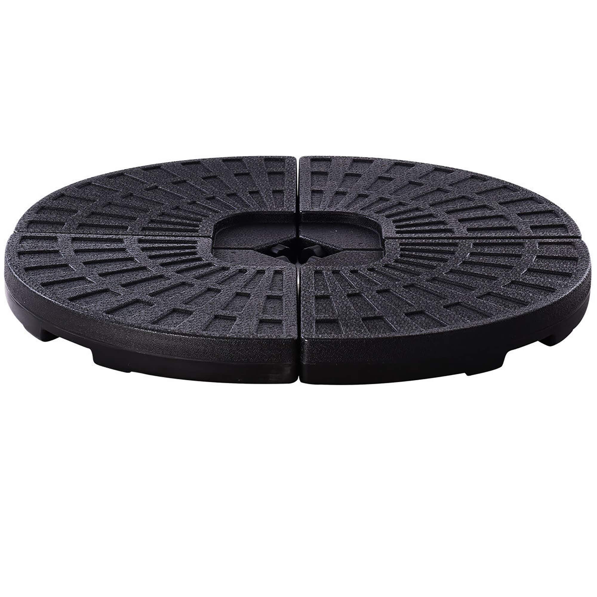 Costway - 4 Plate Patio Offset Umbrella Base Stand Weights Sand/Water Filled Base - Black