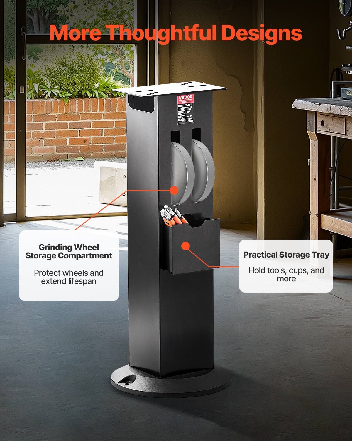 More Thoughtful Designs

Grinding Wheel Storage Compartment
Protect wheels and extend lifespan

Practical Storage Tray
Hold tools, cups, and more