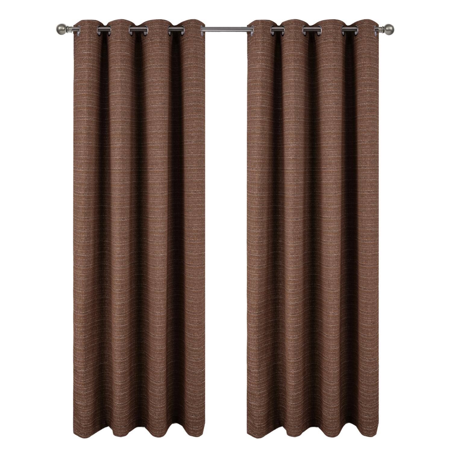 Front. RT Designers Collection - RT Designer Collection Kensington Jacquard Foam Backed Luxurious Decorative Grommet Curtain Panel 54" x 95" Coffee - Coffee.