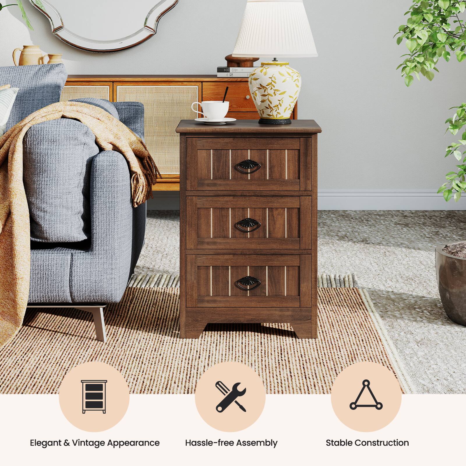 Elegant & Vintage Appearance  
Hassle-free Assembly  
Stable Construction